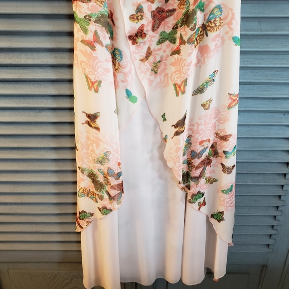 🦋Felt Maglietta Junior's Cream Dress With Multicolored Butterflies Size L🦋 - Picture 4 of 5